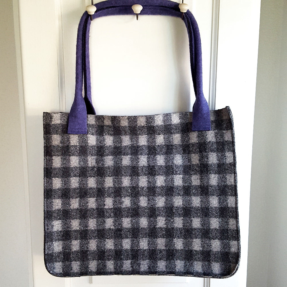 Shopper "Freude" Karo Lila -Seitenteil Karo