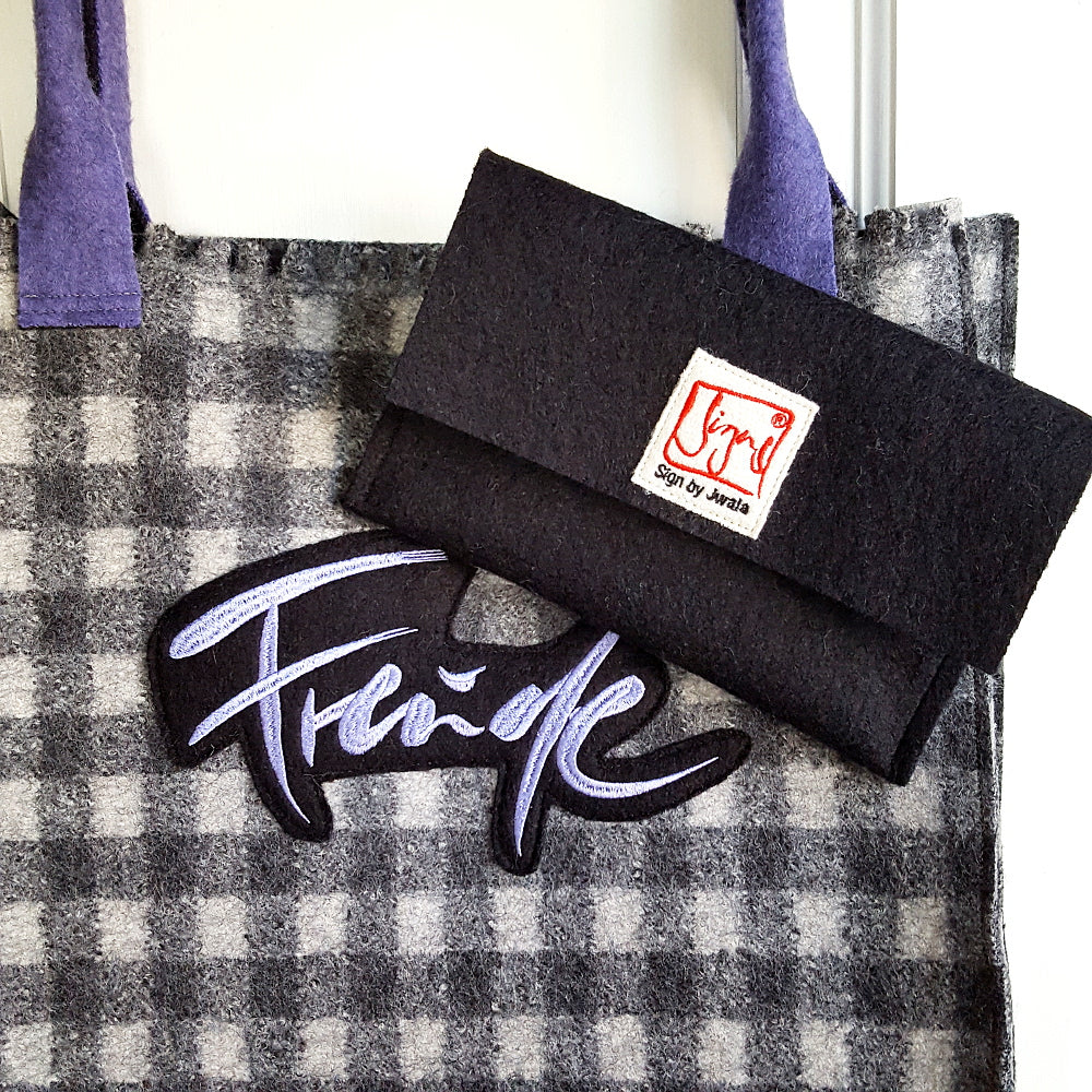 Shopper "Freude" Karo Lila -Seitenteil Karo