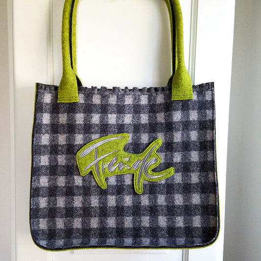 Shopper "Freude" Karo Grün