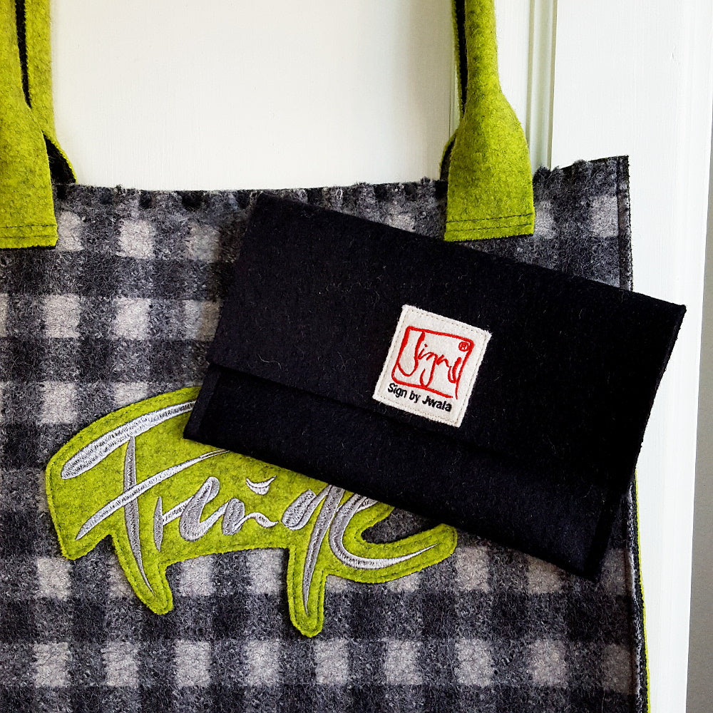 Shopper "Freude" Karo Grün