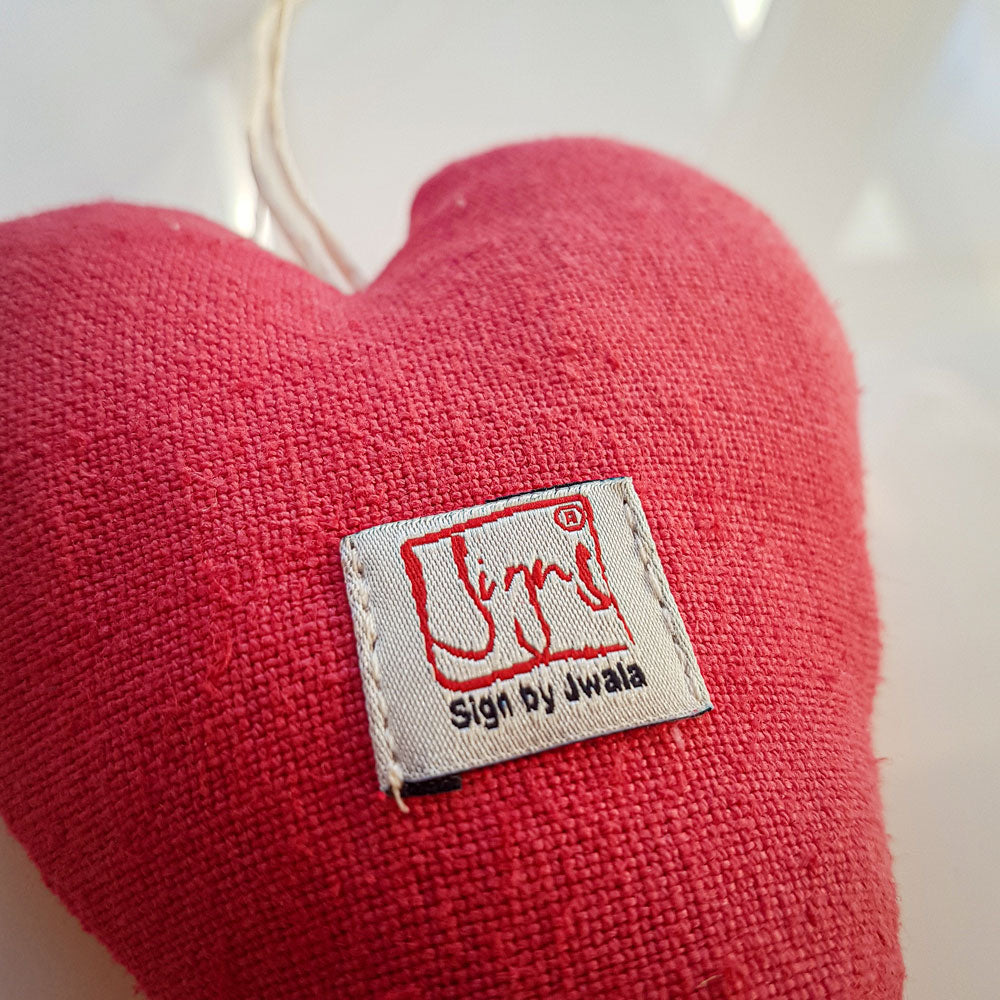 Bauernleinen-Herz "Liebe" Rot