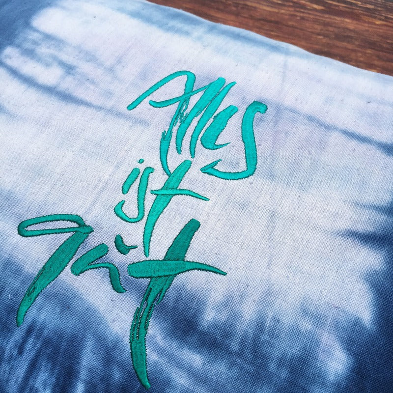 Bauernleinen Zirbenkissen "Alles ist gut"