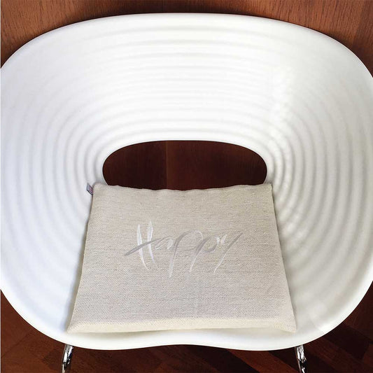 Bauernleinen-Flachkissen "Happy"