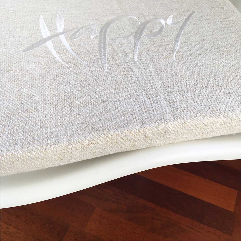 Bauernleinen-Flachkissen "Happy"