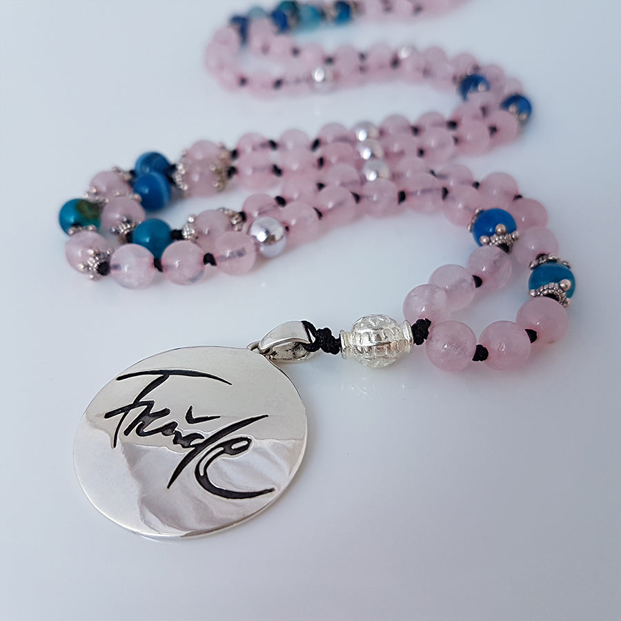 Freude-Mala (Rosenquarz/Achat Blau)