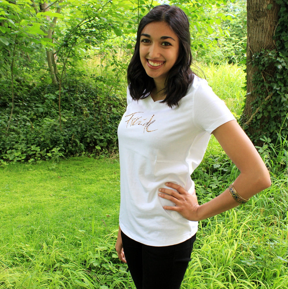 T-Shirt "Freude" mit Swarovski-Kristallen