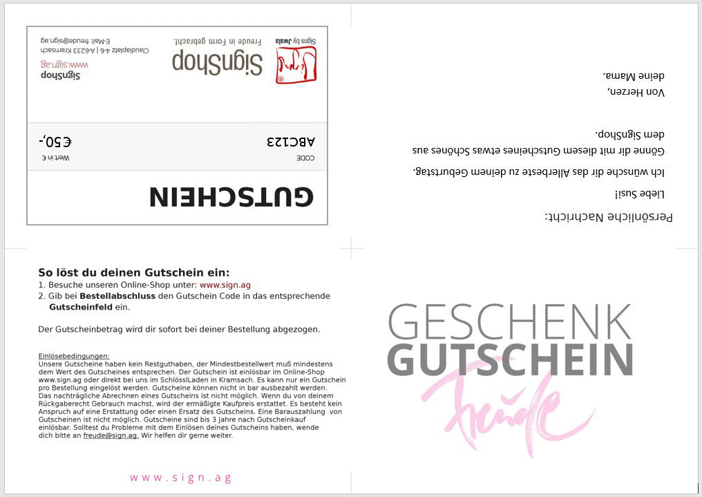 Gutschein im Wert von 50 €