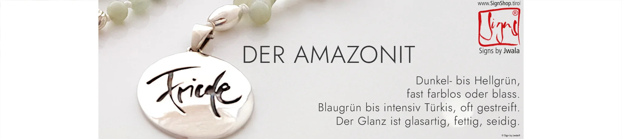 Amazonit: Von dunkel- bis hellgrün, fast farblos, blaugrün bis intensiv türkis, oft gestreift. Der Glanz wirkt glasartig, fettig oder seidig.