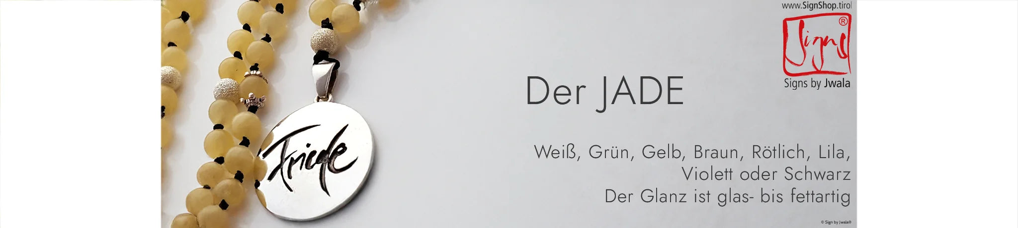 Malas mit dem Halbedelstein Jade: Der JADE hat die Eigenschaft: Weiß, grün, gelb, braun, rötlich, lila, violett oder schwarz, mit glasigem bis fettigem Glanz.