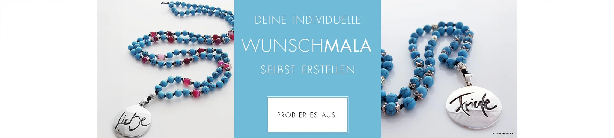 Individuelle Wunsch Malas für Damen und Herren aus dem Onlineshop SignShop Tirol – selbst zusammenstellen und direkt gestalten, handgefertigte Mala-Kette, persönliche Edelstein-Auswahl, spiritueller Schmuck, einzigartiges Unikat.