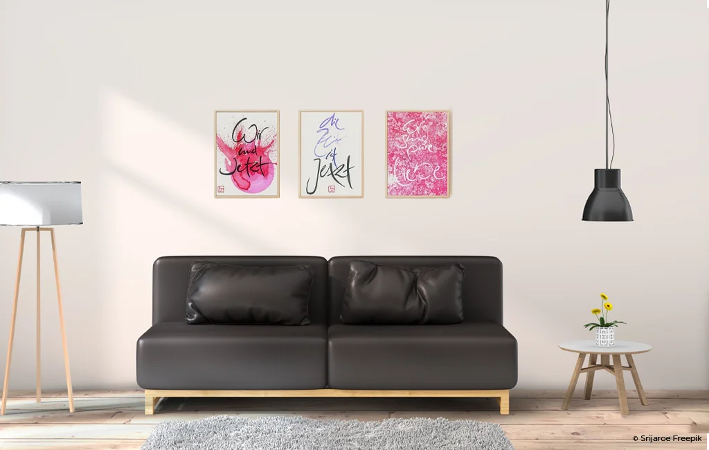 3 Bilder mit inspirierenden Botschaften für mehr Lebensfreude aus dem Onlineshop SignShop Tirol – liebevoll gestaltet für ein wohnliches Ambiente.