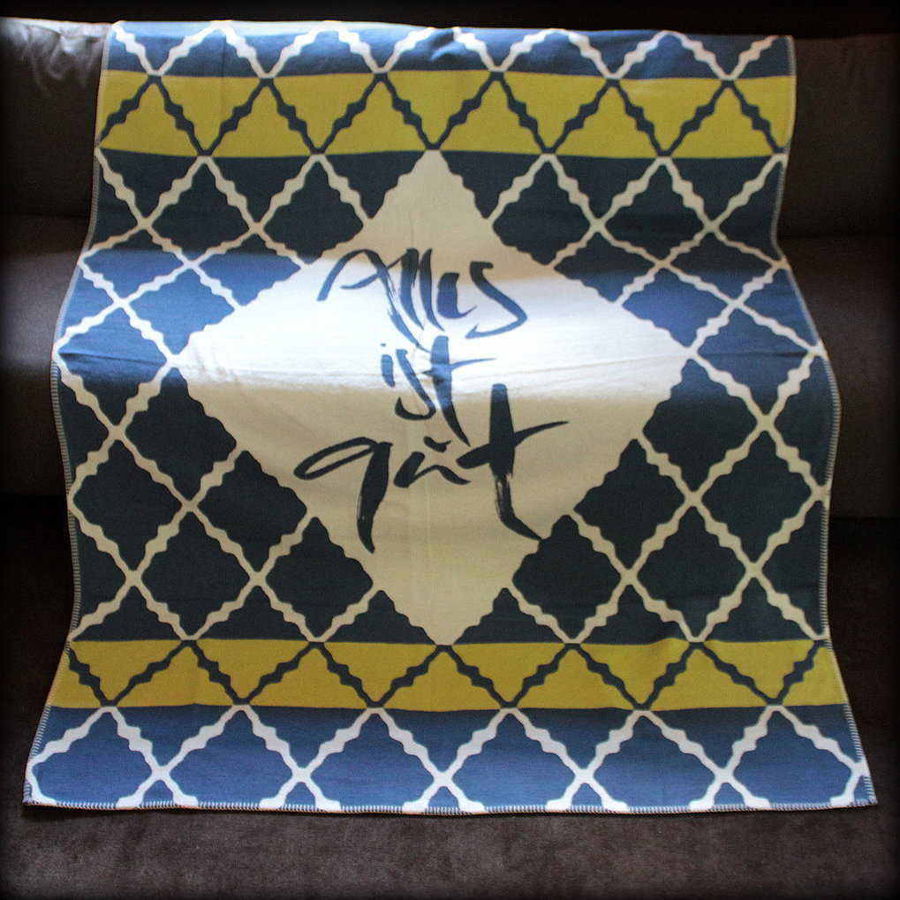Decke Jacquard "Alles ist gut" Blau