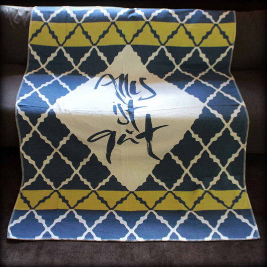 Decke Jacquard "Alles ist gut" Blau