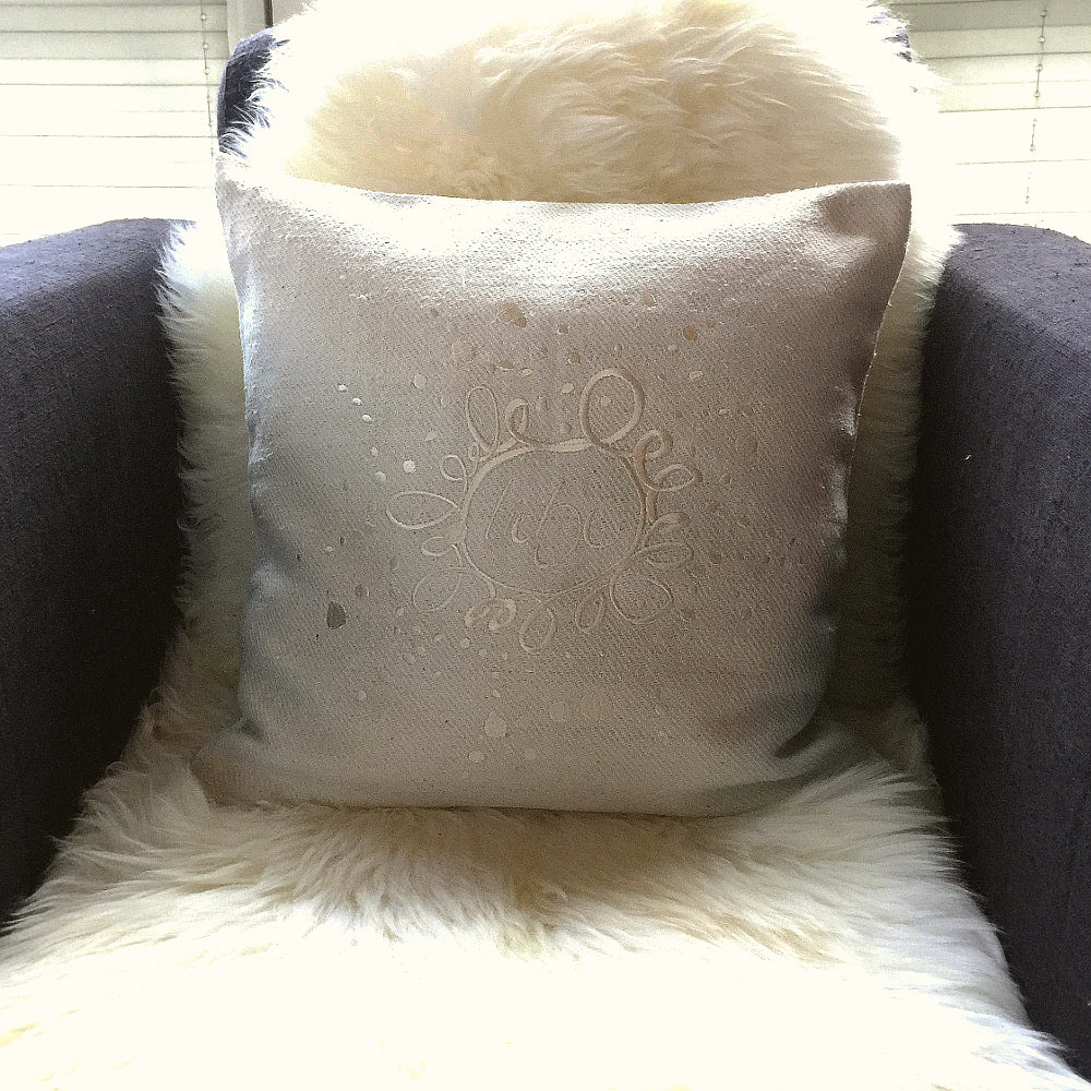 Bauernleinen Zirbenkissen "Liebe Ornament" grob