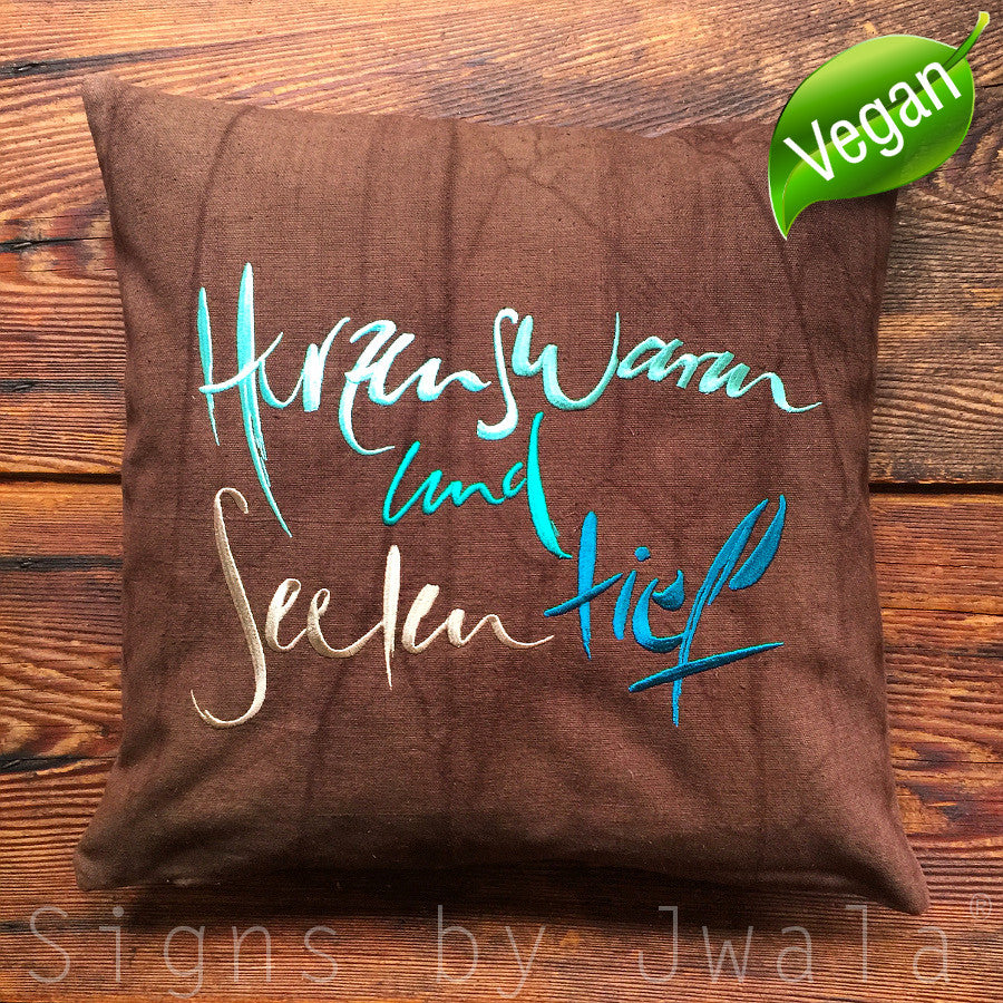 Bauernleinen Zirbenkissen "Herzenswarm"
