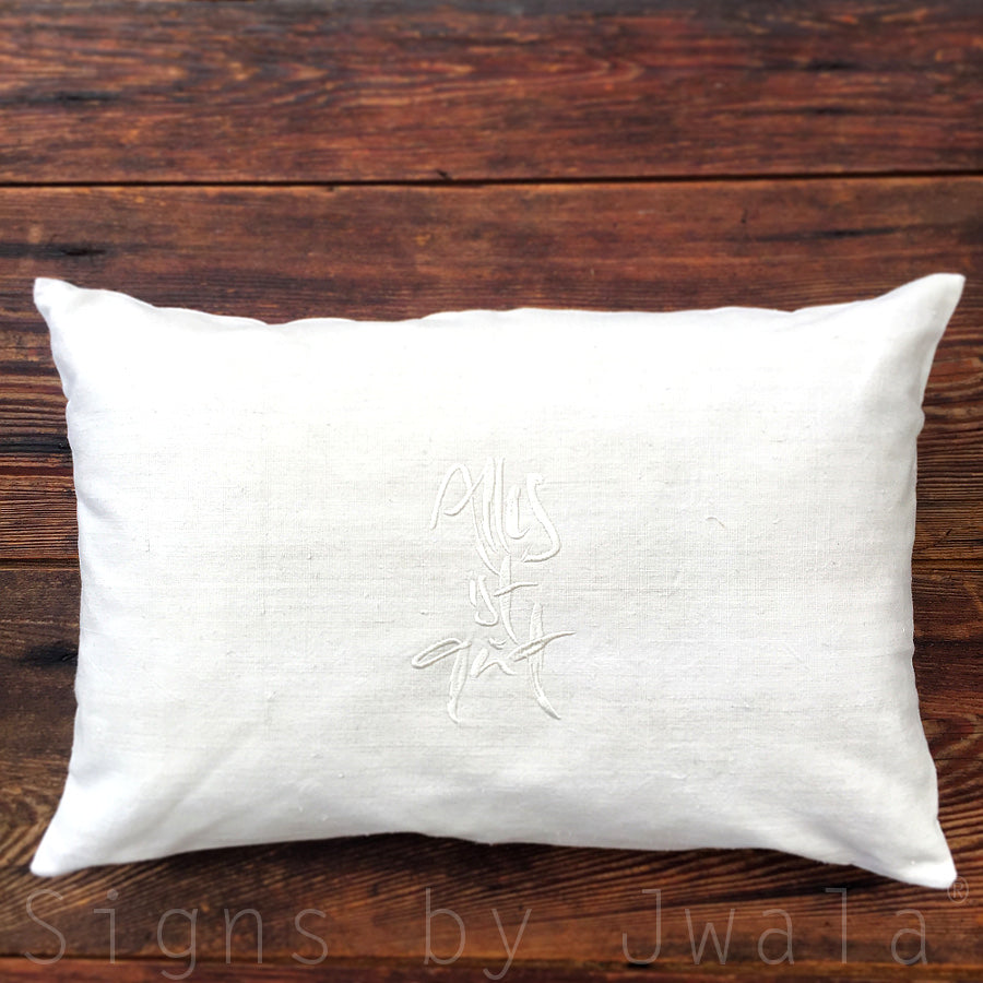 Bauernleinen Zirbenkissen "Alles ist gut"