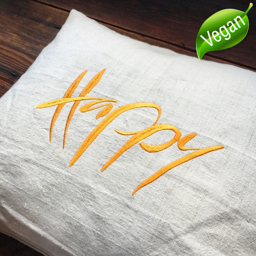 Bauernleinen Zirbenkissen "Happy"