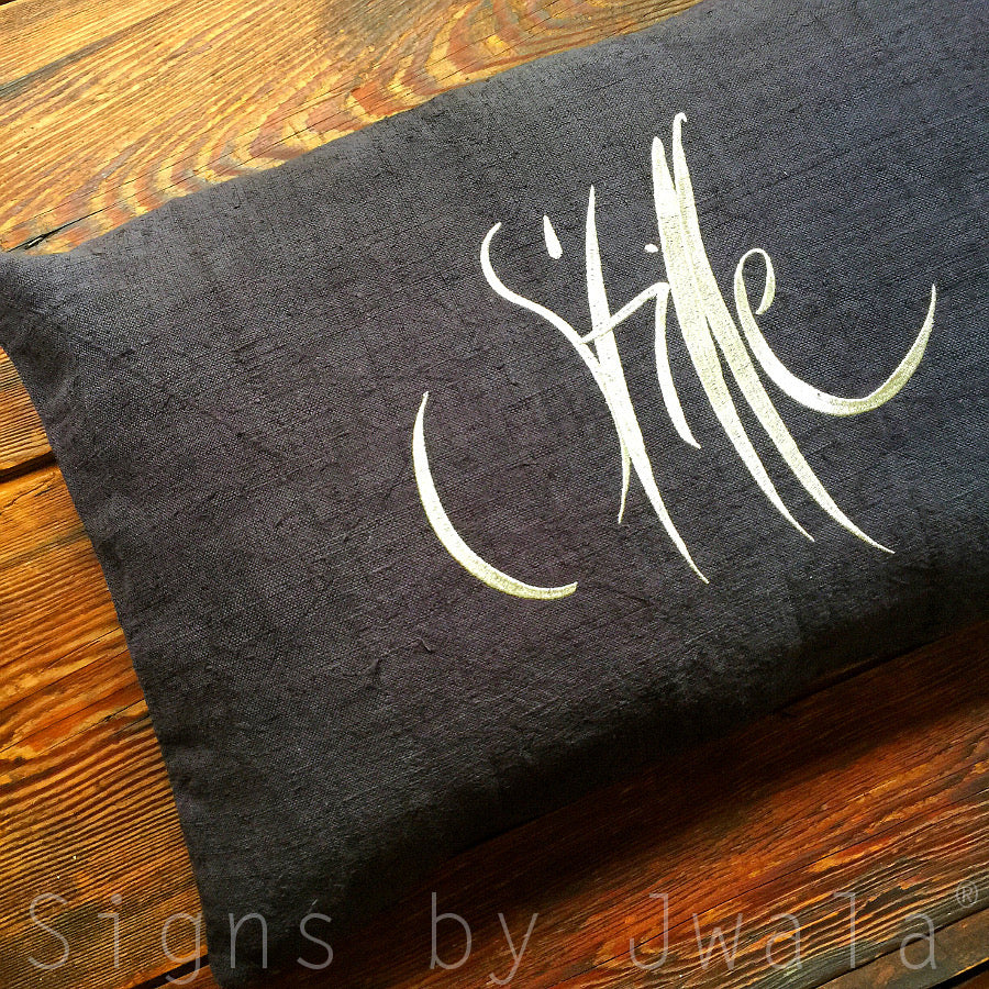 Bauernleinen Zirbenkissen "Stille"