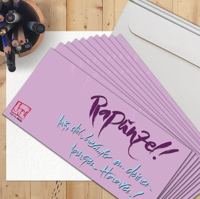 10 Klappkarten "Rapunzel, lass' dich herunter an deinen langen Haaren!"