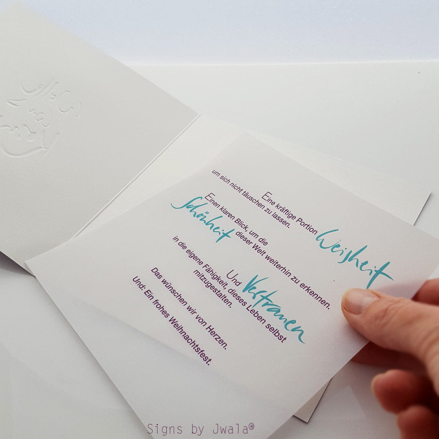 10 Klappkarten "Wolle, was komme."+Einlegeblatt