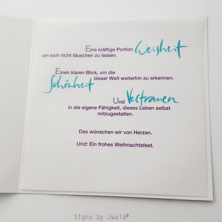 10 Klappkarten "Wolle, was komme."+Einlegeblatt