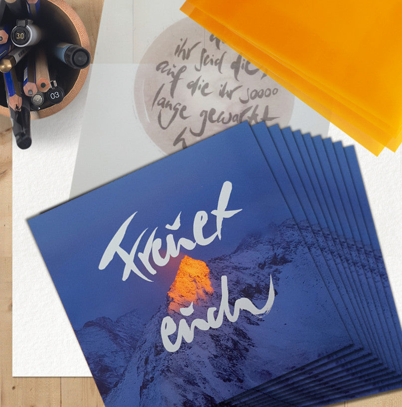 10 Klappkarten "Freuet euch" + Einlegeblatt