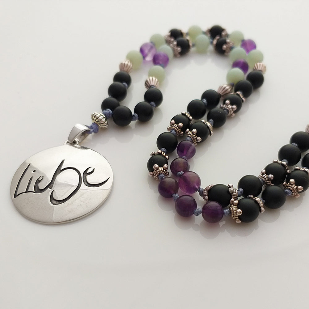 Liebe-Mala (Schwarzer Ony/Amethyst/Amazonit)