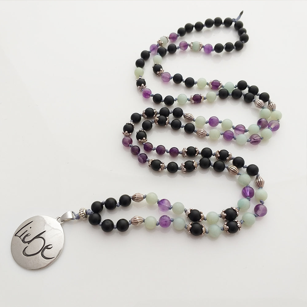 Liebe-Mala (Schwarzer Ony/Amethyst/Amazonit)