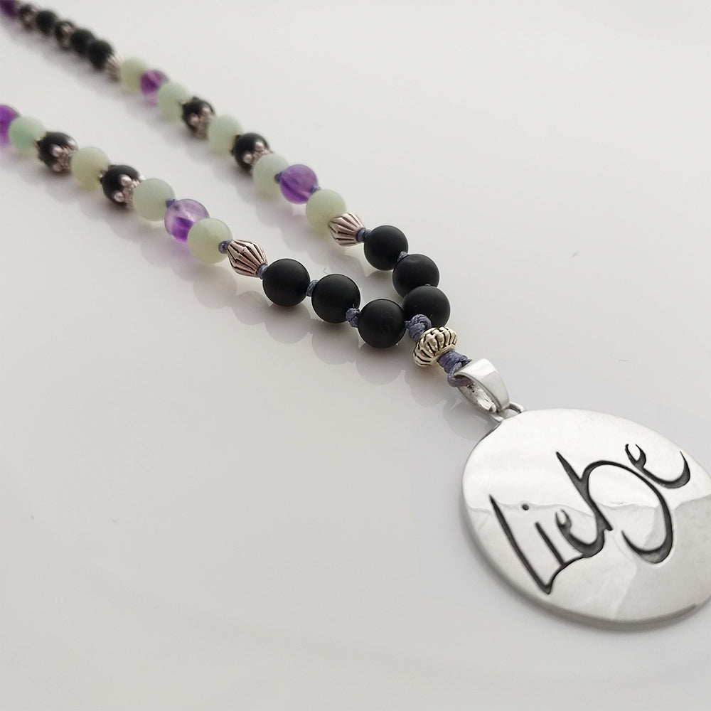 Liebe-Mala (Schwarzer Ony/Amethyst/Amazonit)