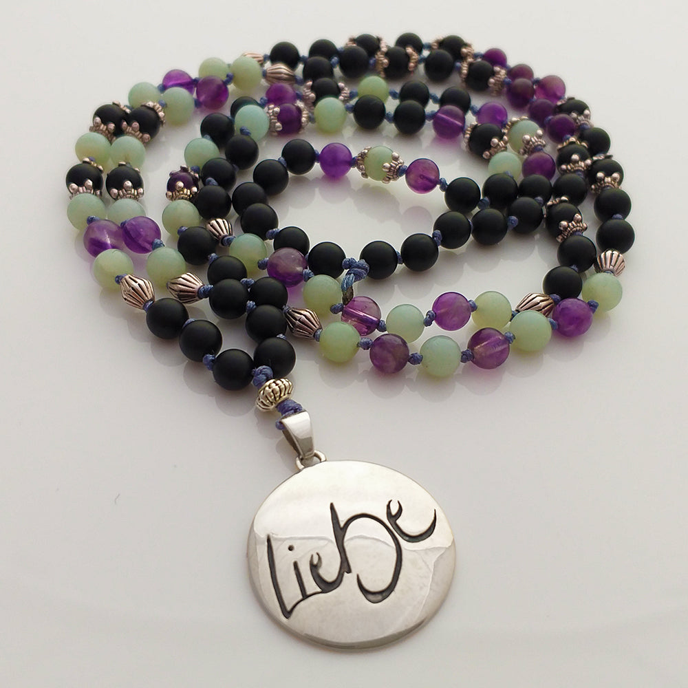 Liebe-Mala (Schwarzer Ony/Amethyst/Amazonit)