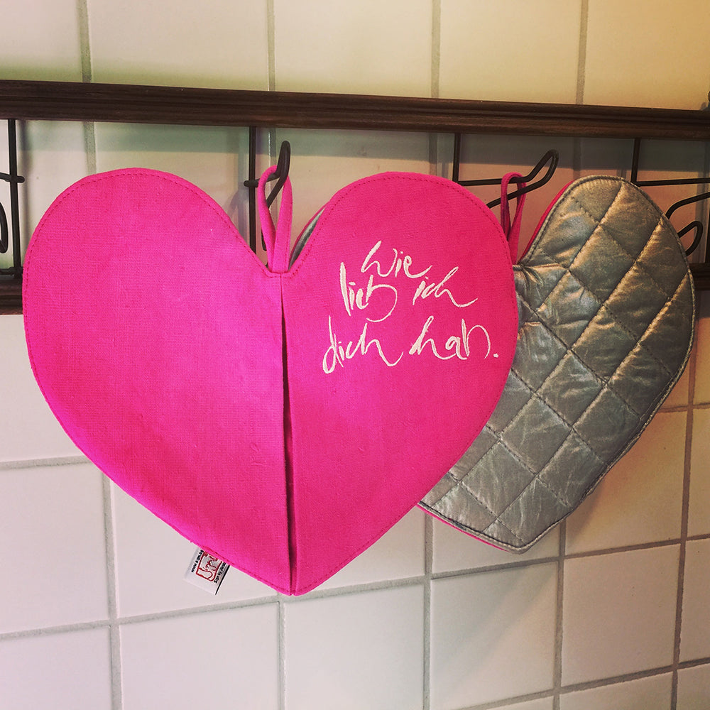 Topflappen 2er Set "Wie lieb ich dich hab"