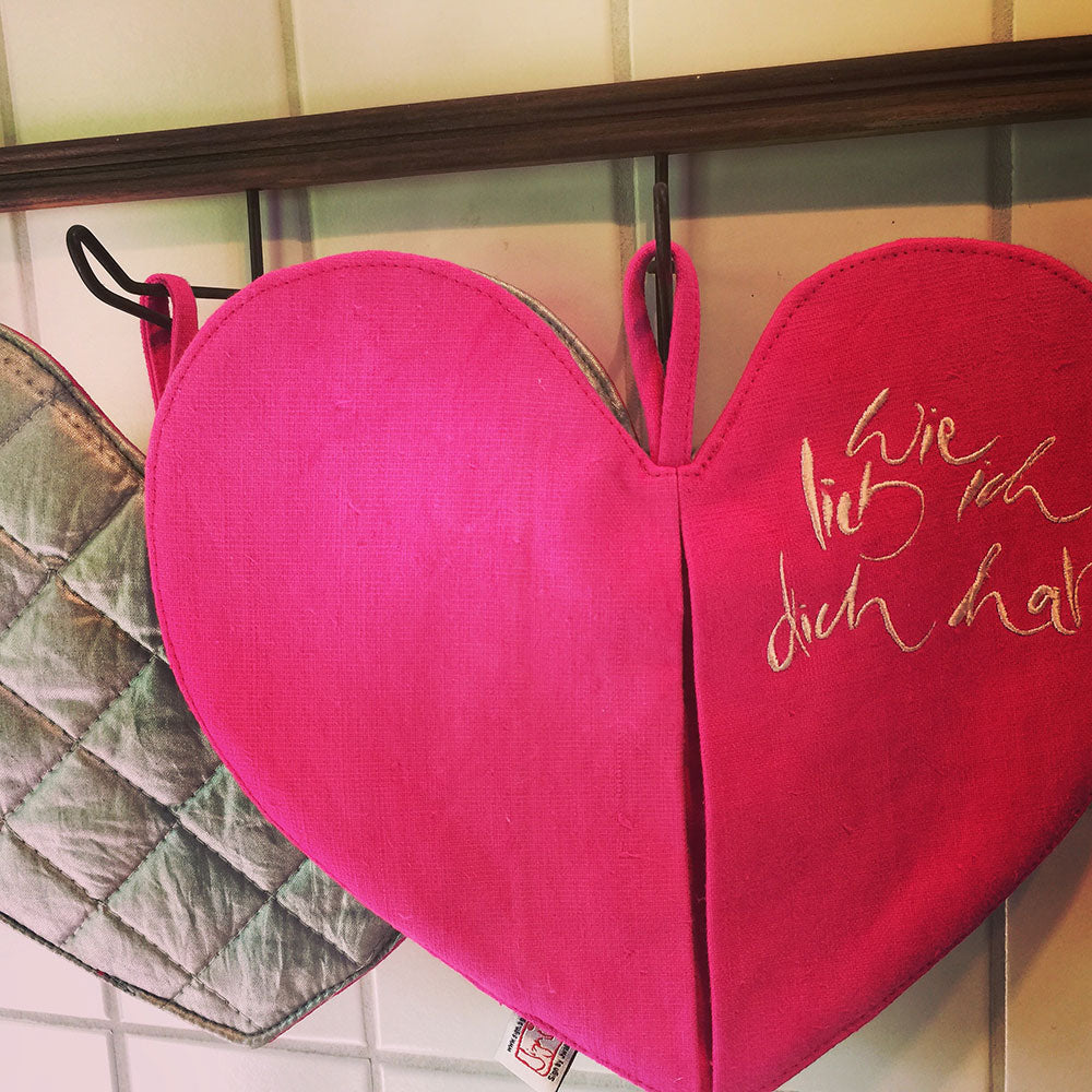 Topflappen 2er Set "Wie lieb ich dich hab"